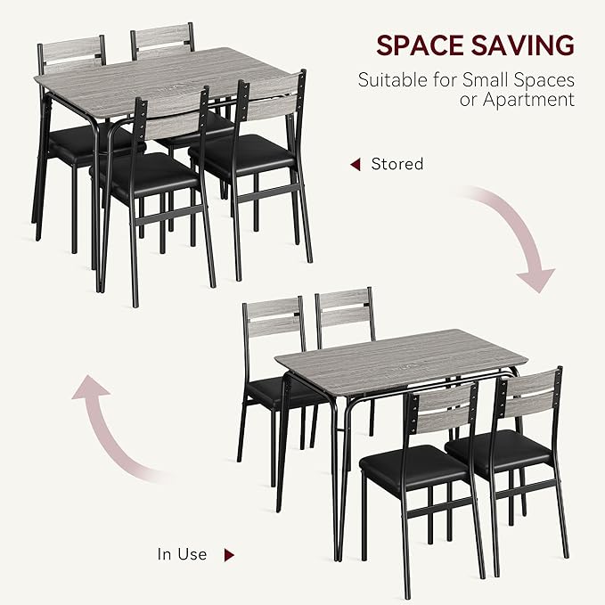 Dining Table for 4, Small Table and Chairs Set of 4, Square Dinette Set for 4 - Image 6