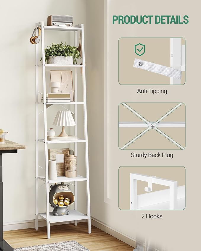Ladder Shelf, Bookshelf Bookcase, Freestanding Corner Storage Shelve - Image 3