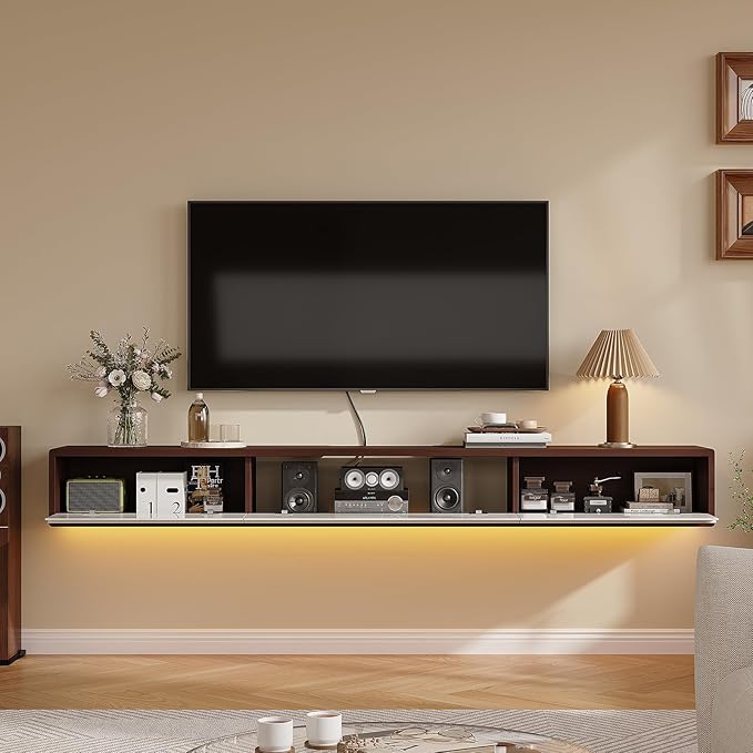 Floating TV Stand High Gloss, Floating TV Console, Under TV Shelf - Image 8