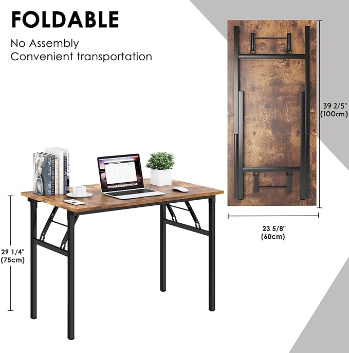 Need Folding Desk for Home Office 39-3/8 inch Length Modern Folding Table - Image 3