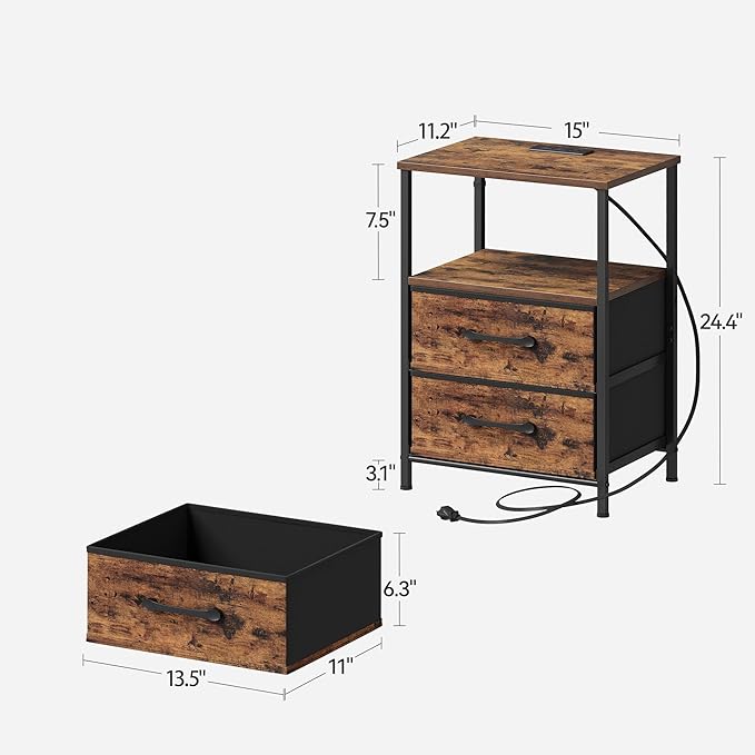 Nightstands Set of 2, Night Stand - Image 3