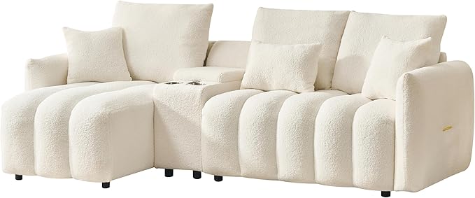 92-Inch Teddy Boucle Tufted Sofa Couch - Image 4