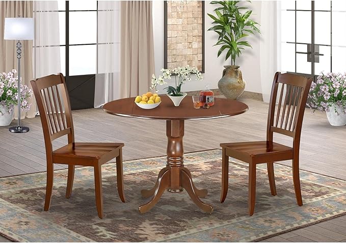 East West Furniture DLDA3-MAH-W 3 Piece Kitchen Table Set - Image 6
