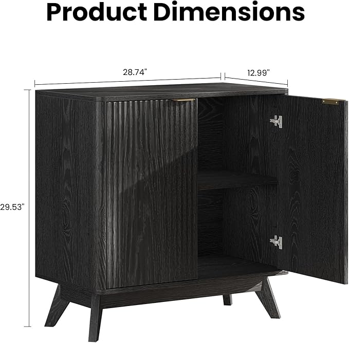 Buffet Cabinet with Storage, Fluted Multifunctional Storage Cabinet with 2 Doors - Image 2