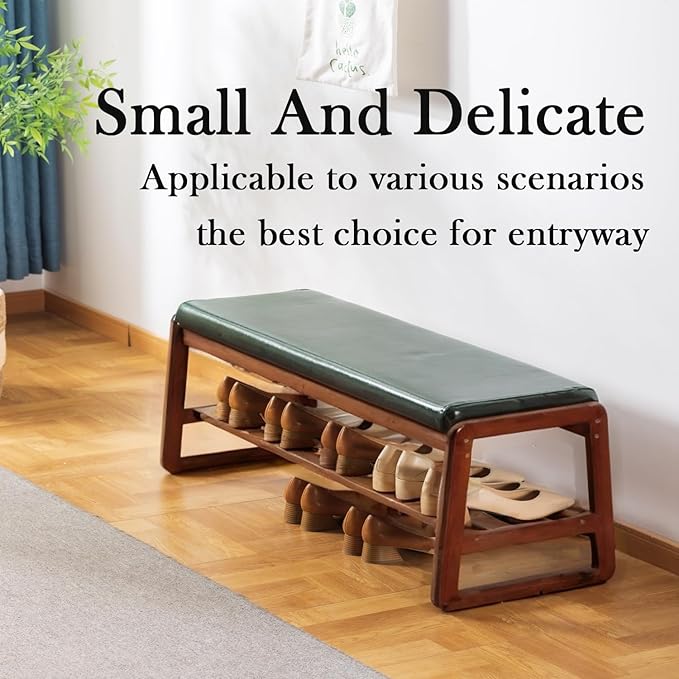 latifolia Solid Wood Bench, Entryway Shoe Bench - Image 4