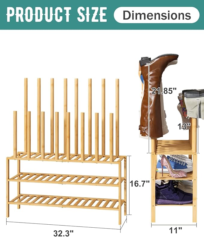 Boot Rack with Shoe Rack, Long Boot Rack Organizer Tall Boots - Image 3