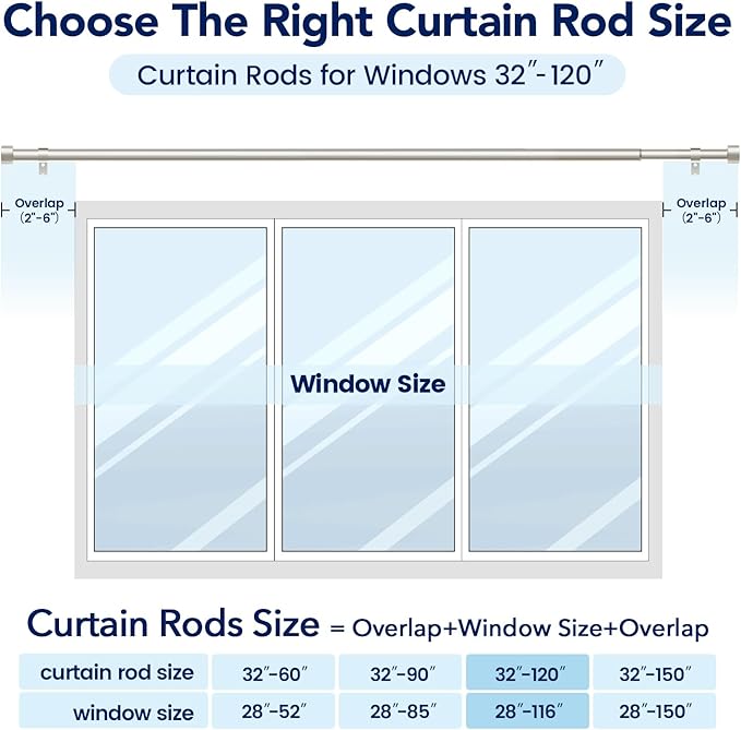 2 Pack Curtain Rods for Windows 66 to 120 Inch, 1 Inch Brushed Nickel Curtain - Image 5