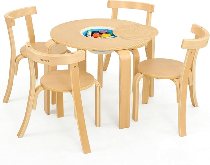 Kid Round Table and 4 Chairs Set by Bateso