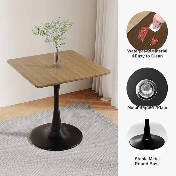 Walnut Square Tulip Table for 2, 24 Inch Small Dining Table - Image 8