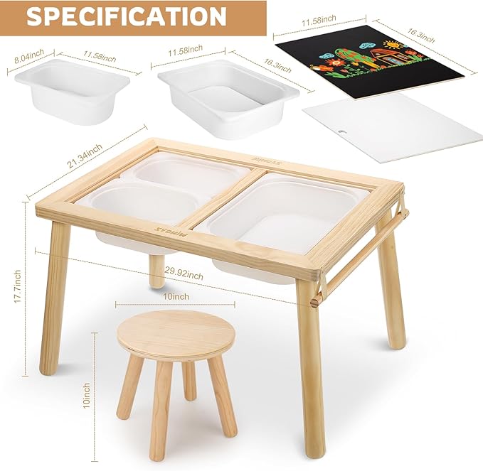 wingyz Sensory Table and Chair Set, 3 in 1 Kids Table - Image 2
