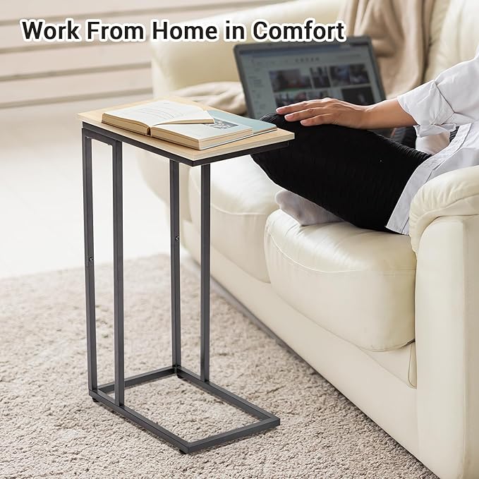 C-Shaped End Table, TV Tray Set of 2, Couch Side Laptop Table, - Image 5