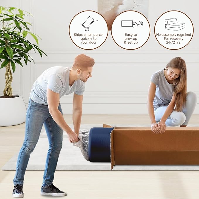 Folding Sofa Bed with Pillow Memory Foam Convertible Sleeper Chair Bed Couch - Image 4