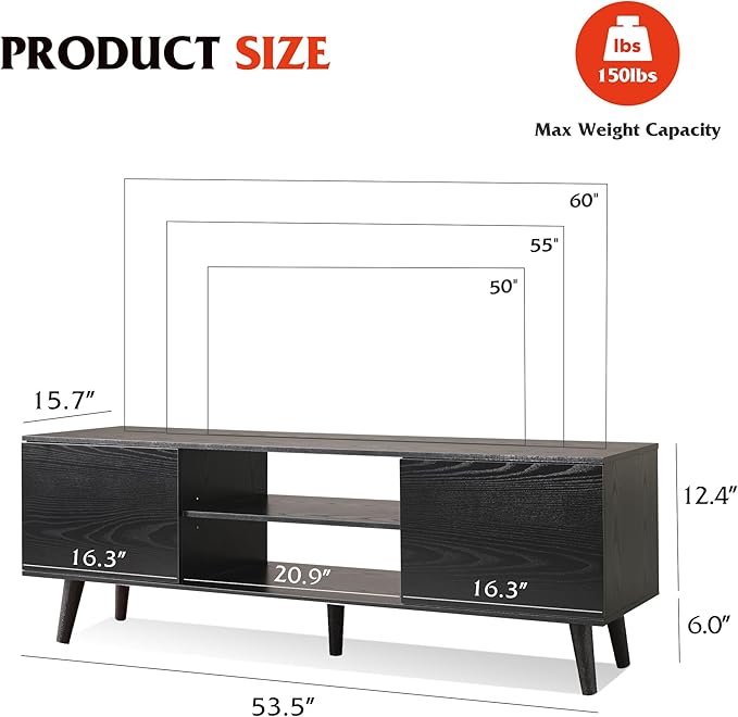 WLIVE TV Stand for 55 60 inch TV, Entertainment Center - Image 3