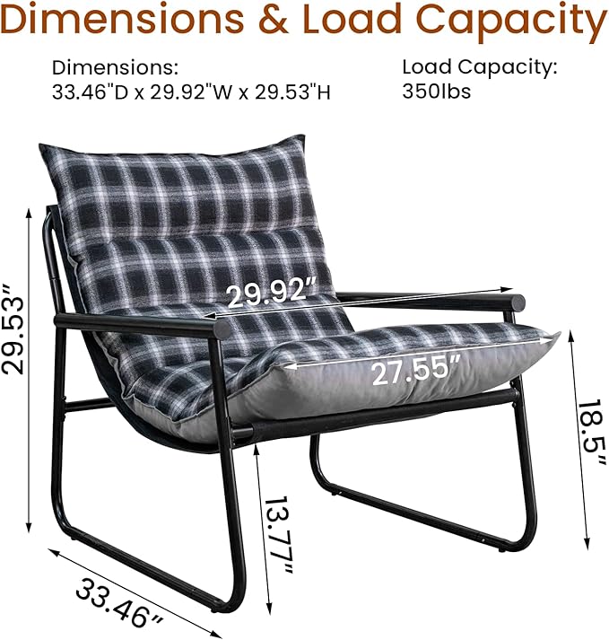 Plush Modern Accent Chair Single Comfy Chair - Image 2
