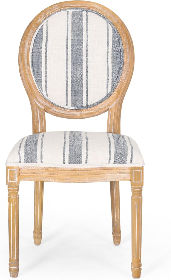 Christopher Knight Home Phinnaeus Dining Chair Set, Dark Blue Stripes + Light - Image 5