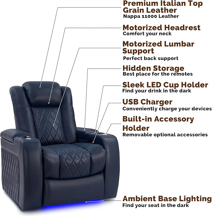 Valencia Tuscany Home Theater Seating | Premium Top Grain Italian Nappa 11000 - Image 4