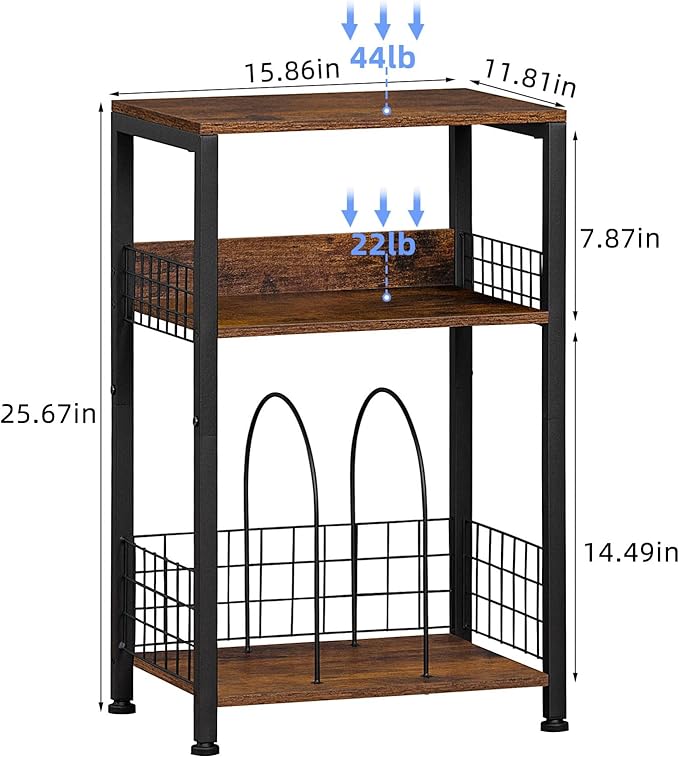LELELINKY End Table with Storage, 3 Tier Record Player Stand with Vinyl Storage - Image 3