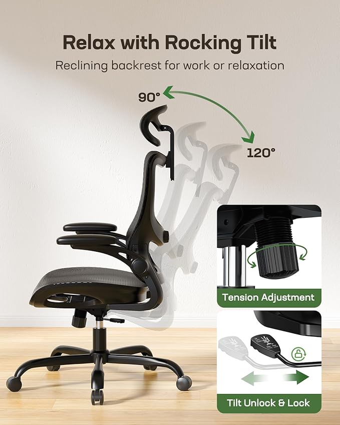 Marsail Ergonomic Mesh Office Chair High Back Home Office Desk Chair - Image 7