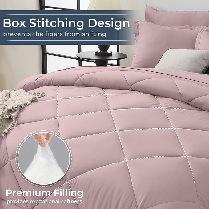 HEVUMYI Rose Gold Queen Comforter Set - Image 4