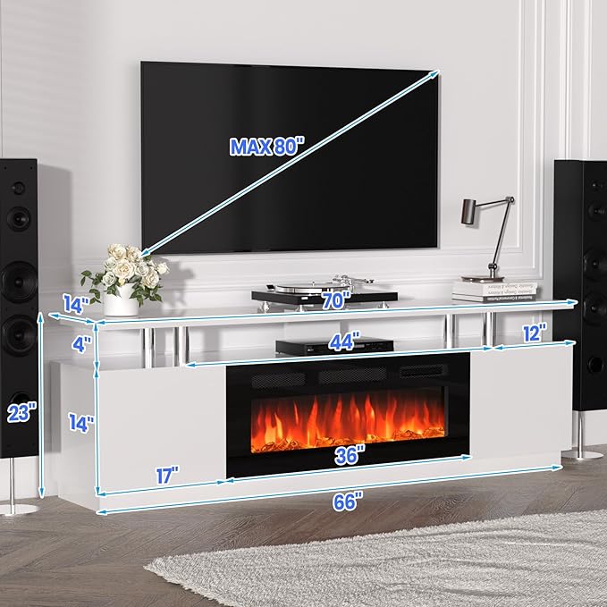 GarveeHome 70 Inch Fireplace TV Stand - Image 2