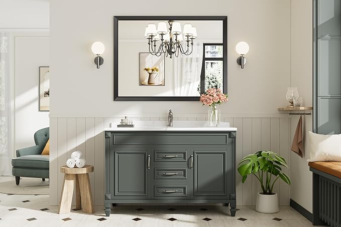 48x36 Inch Black Bathroom Mirror - Image 3