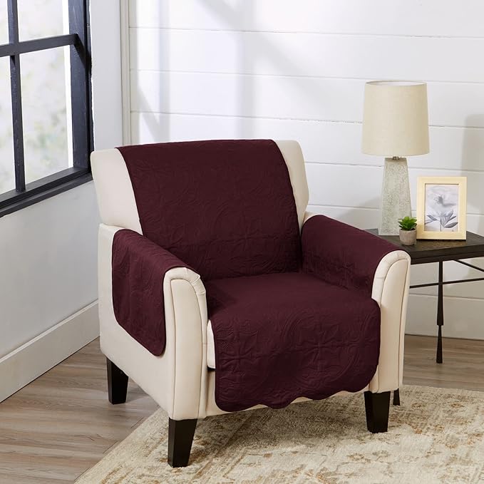 Medallion Stitched Solid Furniture Protector Stain Resistant Durable Furniture by GreatBayHome