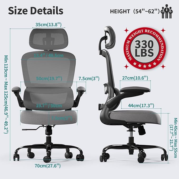 TRALT Office Chair Ergonomic Desk Chair, 330 LBS Home Mesh Office Desk Chairs - Image 2