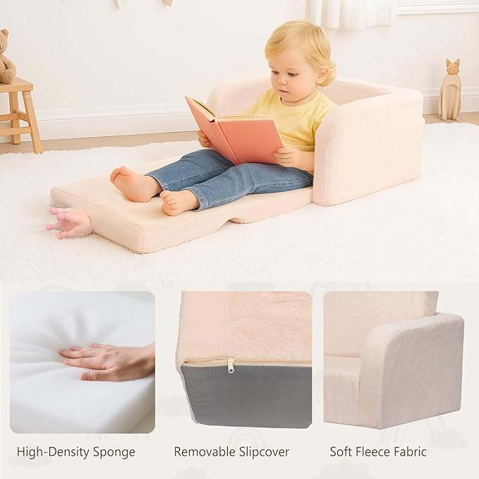 MONKISS Toddler Couch, 2-in-1 Kids Sofa Fold Out, Convertible Sofa to Lounger - Image 4