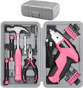 Hi-Spec 19pc 3.6V Pink USB Small Power Screwdriver & Home DIY Tool Kit Set. by Hi-SpecToolsUSA