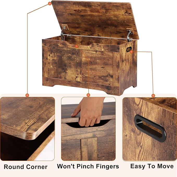 31.5" Storage Chest, Wooden Storage Bench, Lift Top Toy Chest - Image 6