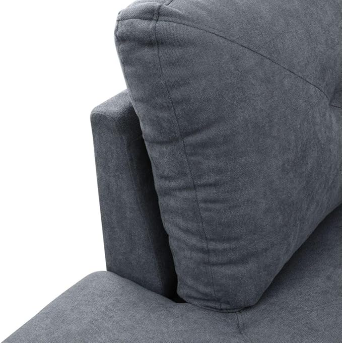 Dark Grey L-Shaped 3-Piece Flannelette Sofa - Image 6