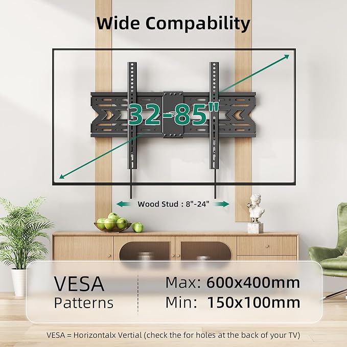 TV Wall Mount with Tilt for 32-85 Inch TVs, Low Profile Design, Holds up to 132 - Image 4