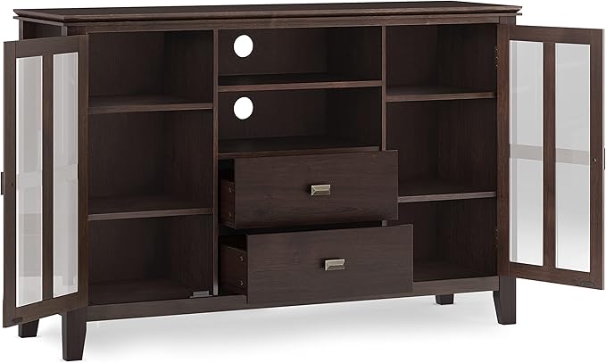 SIMPLIHOME Artisan SOLID WOOD 53 inch Wide Contemporary TV Media Stand in Dark - Image 3