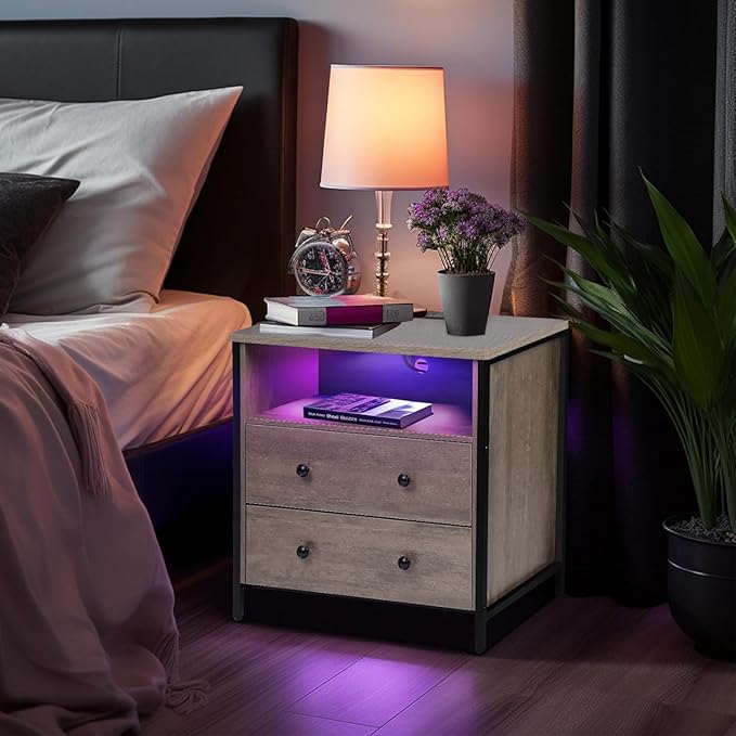 27 Inch Wide Night Stand, Lrage Wood Night Stand Set 2 - Image 2