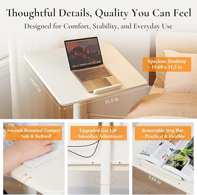 Adjustable Computer Desk, Solid Wood Folding Desk - Image 8