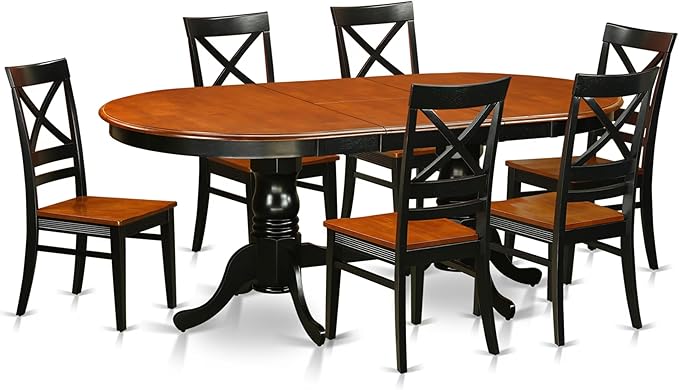 East West Furniture PLQU7-BCH-W 7 Piece Dining Set Consist of an Oval Dining by EastWestFurniture