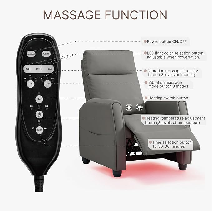 Recliner Chair for Adults PU Leather Push Back Armchair - Image 7