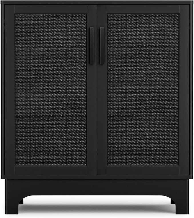 Black Rattan Cabinet, Natural Rattan Storage Cabinet - Image 8