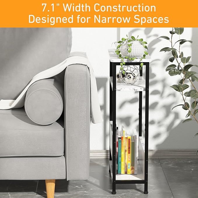7.1" Narrow Side Table for Small Spaces, 3 Tier Small End Table - Image 5