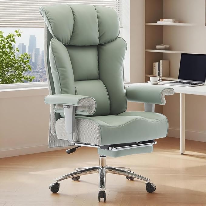 Efomao Big and Tall Green Office Chair 450LBS – Ergonomic High-Back Executive - Image 2