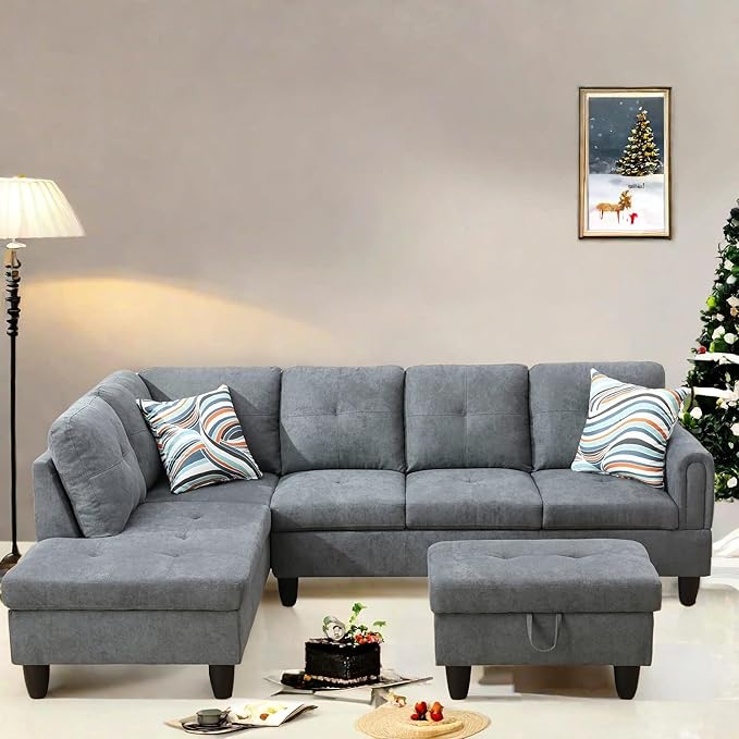 L Shaped Sectional Couch with Otttoman, Apartments by FONTOI