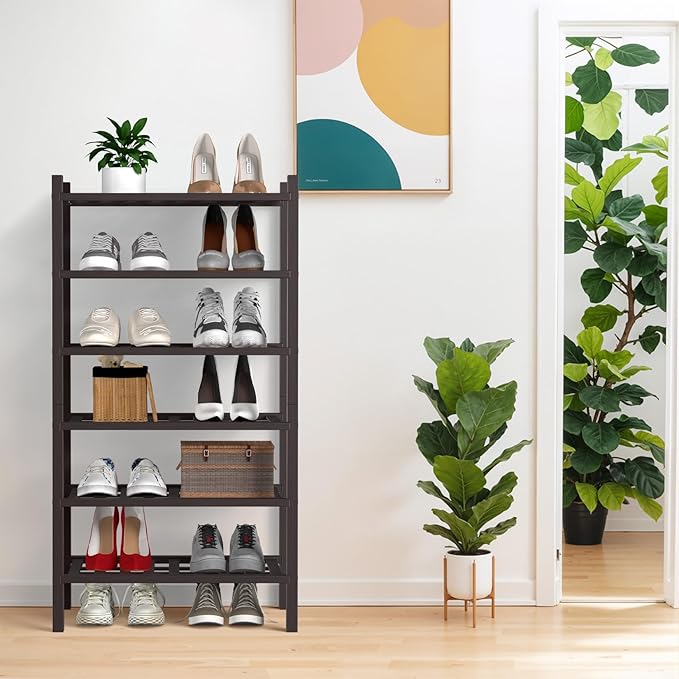 Haddockway small 6 Tier Bamboo Shoe Rack Storage Organizer, Small Space - Image 2