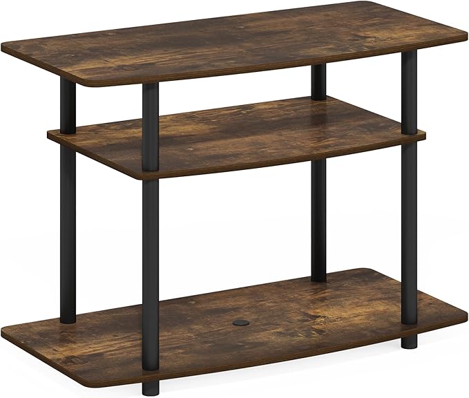 Furinno Turn-N-Tube No Tools 3-Tier TV Stands, Amber Pine/Black - Image 5