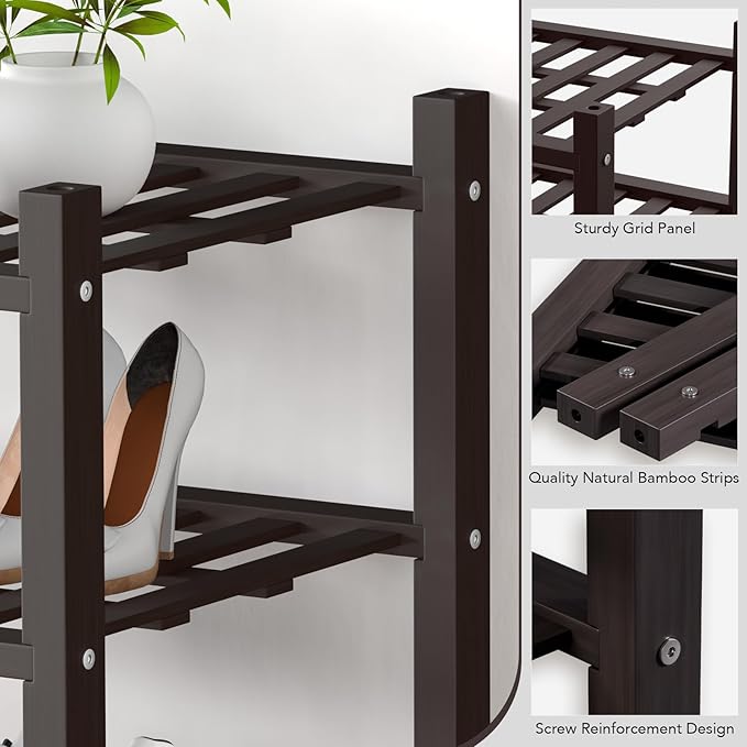 Haddockway small 6 Tier Bamboo Shoe Rack Storage Organizer, Small Space - Image 4