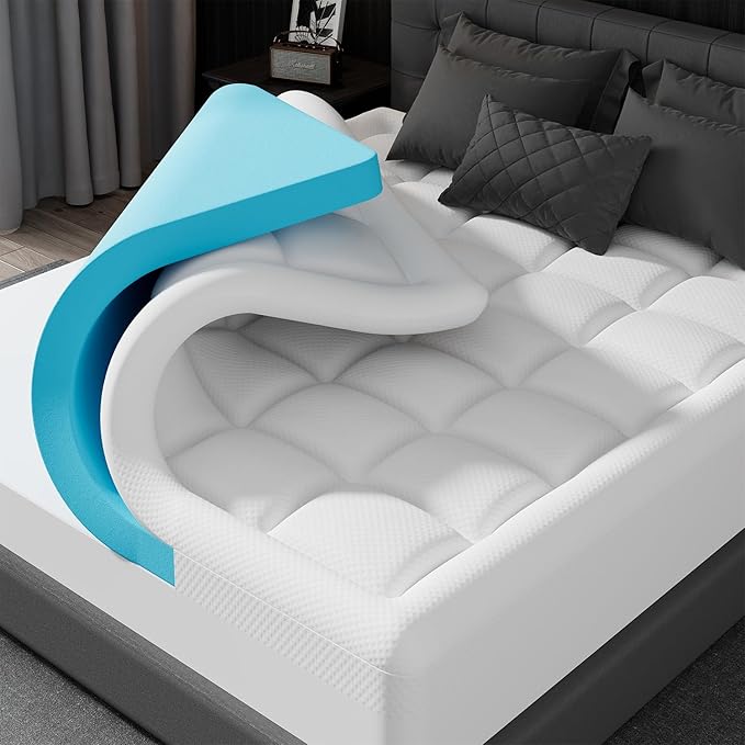 ELEMUSE Queen Size Dual Layer 3 Inch Memory Foam Mattress Topper by Elemuse