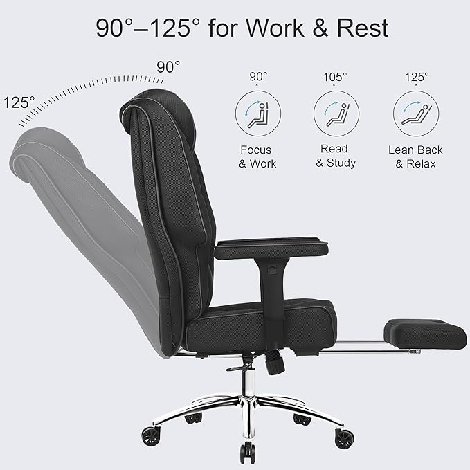 VECELO Big and Tall Office Chair 400lbs, Mesh High Back Computer Chair - Image 7