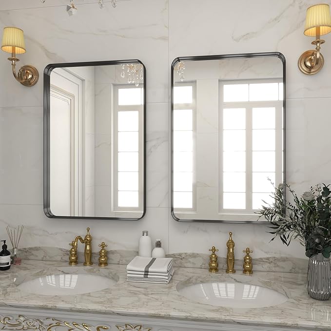 Bathroom Mirror 24x36 inch, Modern Round Corner Bathroom Vanity Mirror - Image 7