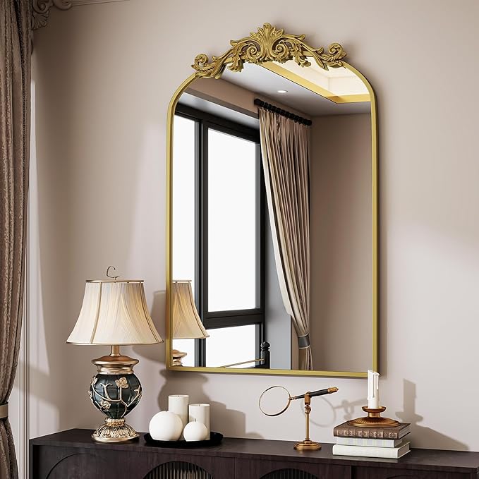 Vintage Arched Bathroom Mirror, 24x36 Inch Retro Wall Mounted Vanity Mirror - Image 8