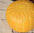 Stuffed Round Design Moroccan Leather Pouf Ottoman, Pre-Filled, 100% Genuine by Unknown