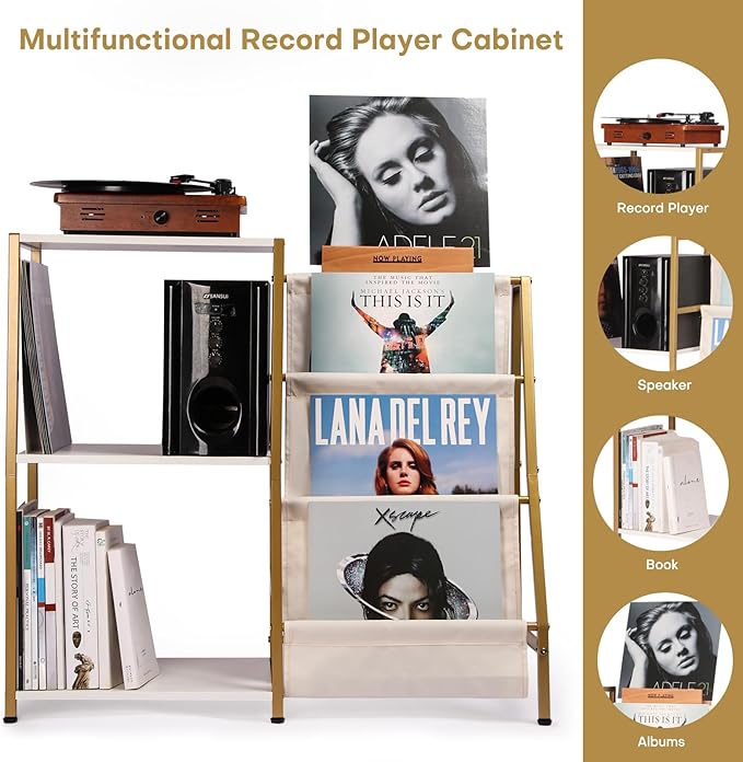 Stand for Record Player, 3 Tier Vinyl Record Storage - Image 3